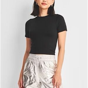 A NEW DAY CLASSIC SHORT SLEEVE CAPSULE WARDROBE BLACK CROP TOP SIZE SMALL